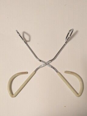 Kitchen Tongs Gripper Cream and Stainless Double Ended Towel or Hot Item Tong